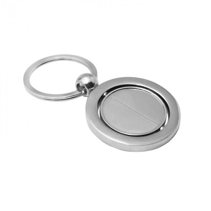 注文の昇進の回転空白の金属車のキーホルダーは丸型亜鉛合金のkeychainをカスタマイズした