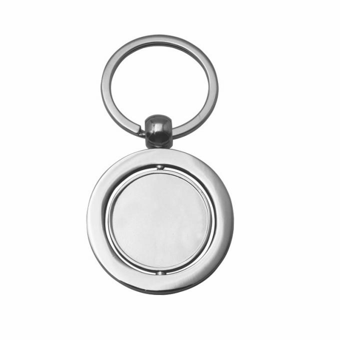 注文の昇進の回転空白の金属車のキーホルダーは丸型亜鉛合金のkeychainをカスタマイズした