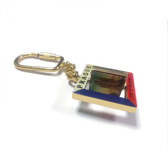 回るプラハの記念品はステッカーの金属のキーホルダーを半球形に作って3d亜鉛合金のkeychainをカスタマイズした