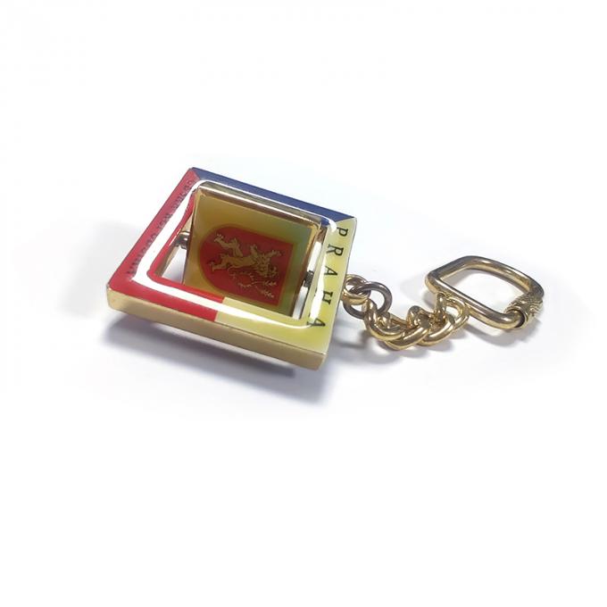 回るプラハの記念品はステッカーの金属のキーホルダーを半球形に作って3d亜鉛合金のkeychainをカスタマイズした