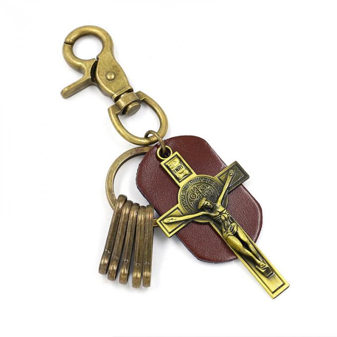 金属の合金のBullの卸し売り創造的な昇進の革レトロの記念品の注文のロゴの人の十字Keychain