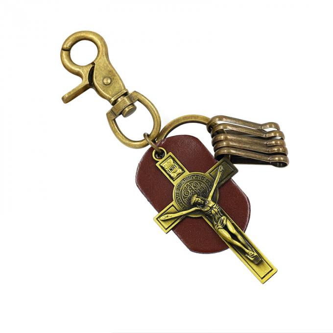 金属の合金のBullの卸し売り創造的な昇進の革レトロの記念品の注文のロゴの人の十字Keychain