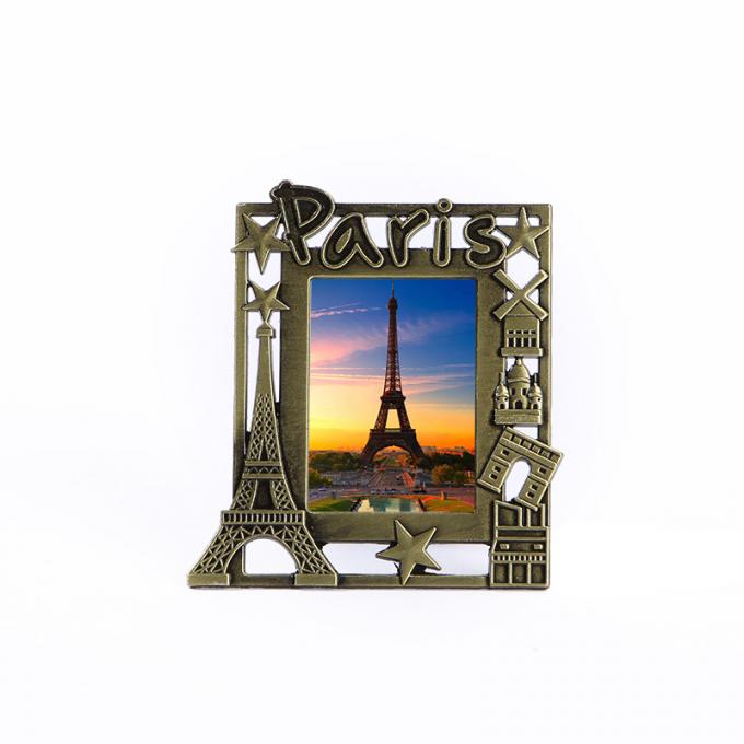 3Dは額縁ダイ カストの日没の景色のパリ フランス エッフェル塔の記念品のギフトの金属の長方形の