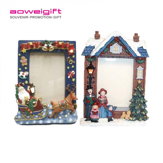 注文の良質の家の装飾のかわいい漫画のシカの樹脂の額縁3Dのクリスマスのサンタクロースの多樹脂の写真フレーム